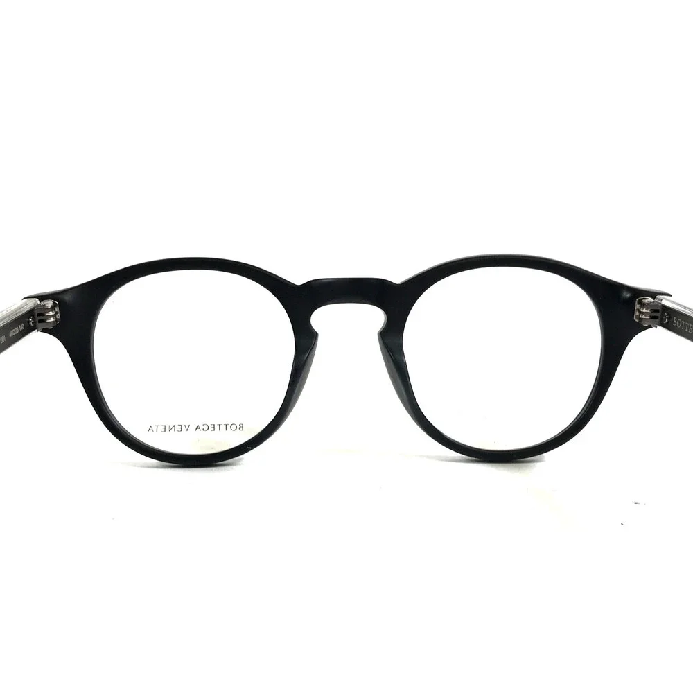 Bottega Veneta Eyeglasses Frames BV0023O 001 Black Gray Round Full Rim 46-23-140